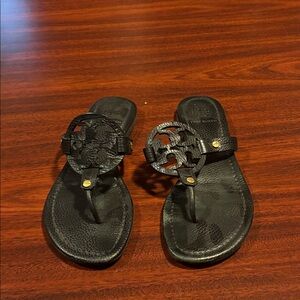 Tory Burch Miller Logo Thong Sandals Black